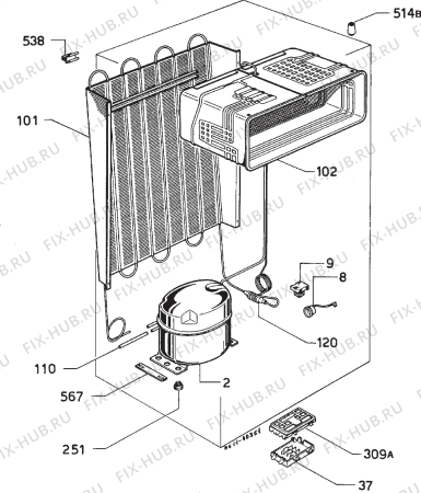 Взрыв-схема холодильника Zanussi Z6202C - Схема узла Refrigerator cooling system